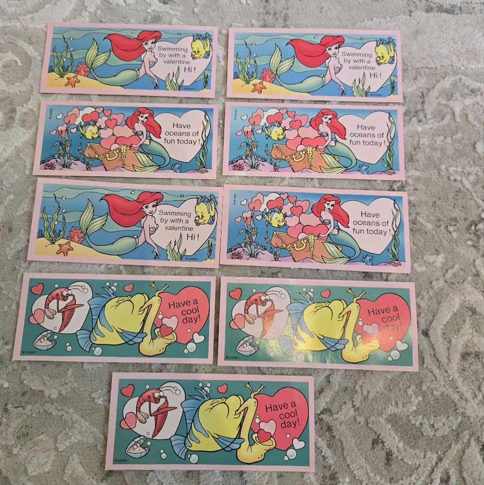 9 Vintage 1990s Disney The Little Mermaid Valentine's Day Cards With Envelopes